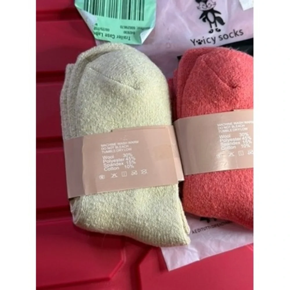 Yoicy Wool Blend Socks 3 Pair Set Multi Color Thermal Winter Knit Crew Socks NEW